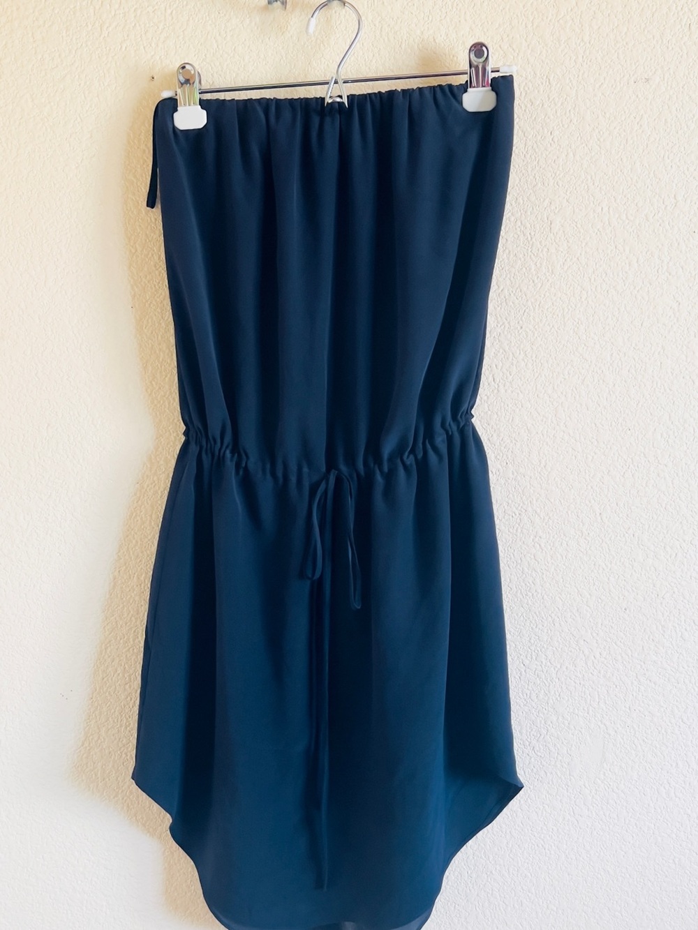 Robin Brouillette Navy Strapless Drawstring Waist Summer Dress